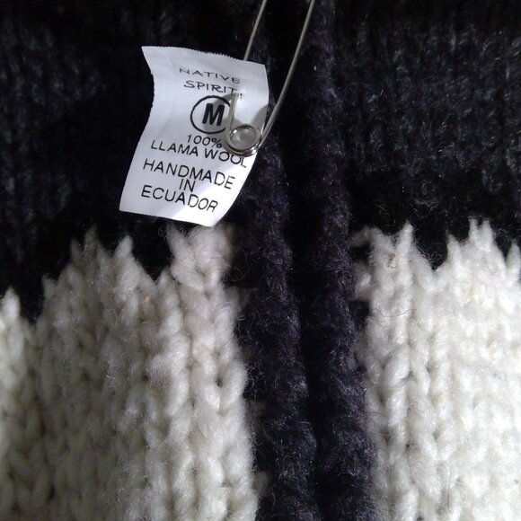 Native Spirt knitted Llama Wool Jacket fleece lined MED Owls - Picture 4 of 14